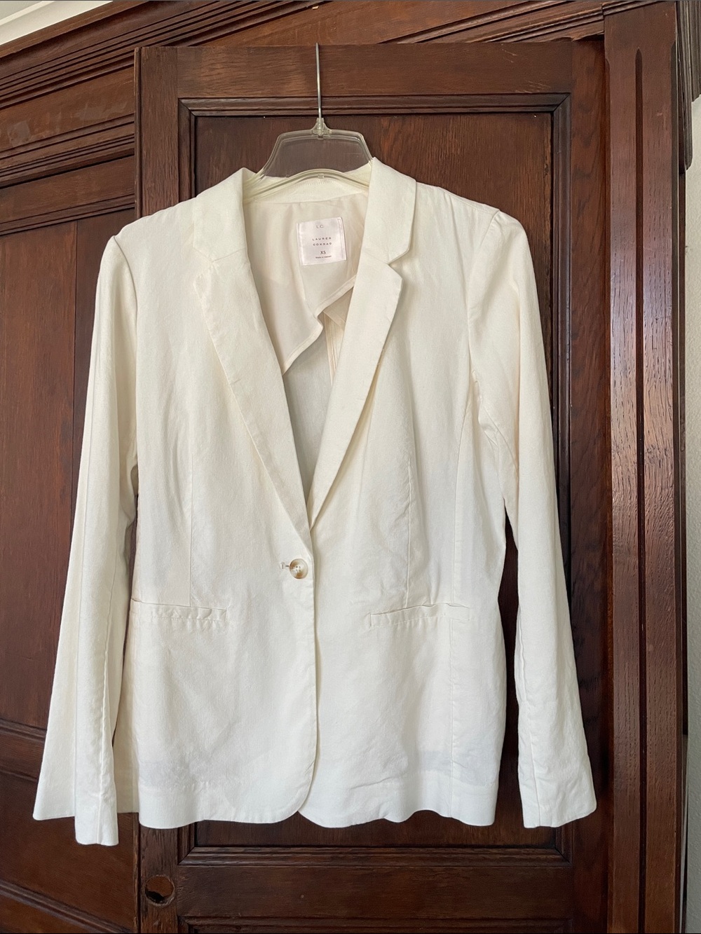 LC Lauren Conrad Linen Cotton Blazer Ivory White Light unlined
Relaxed Fit